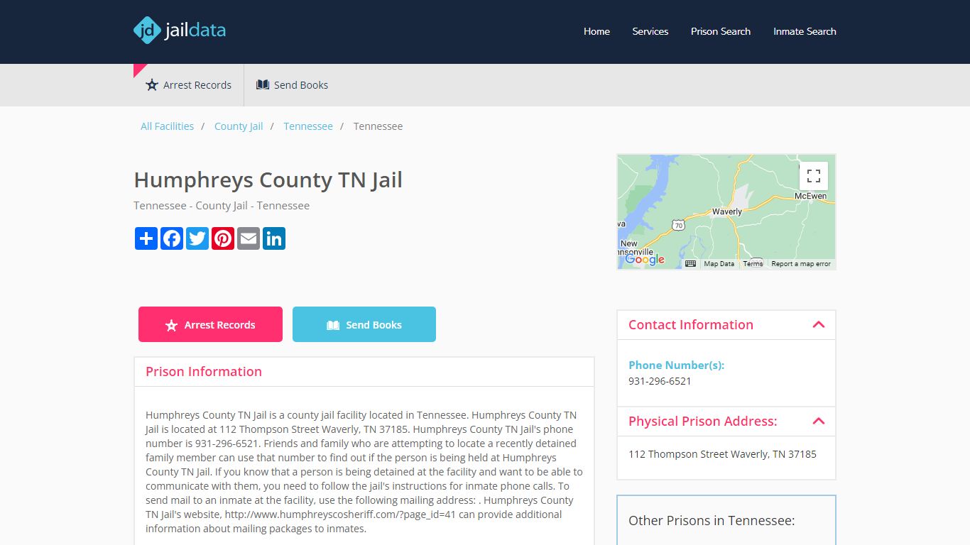 Humphreys County TN Jail Inmate Search and Prisoner Info - Waverly, TN